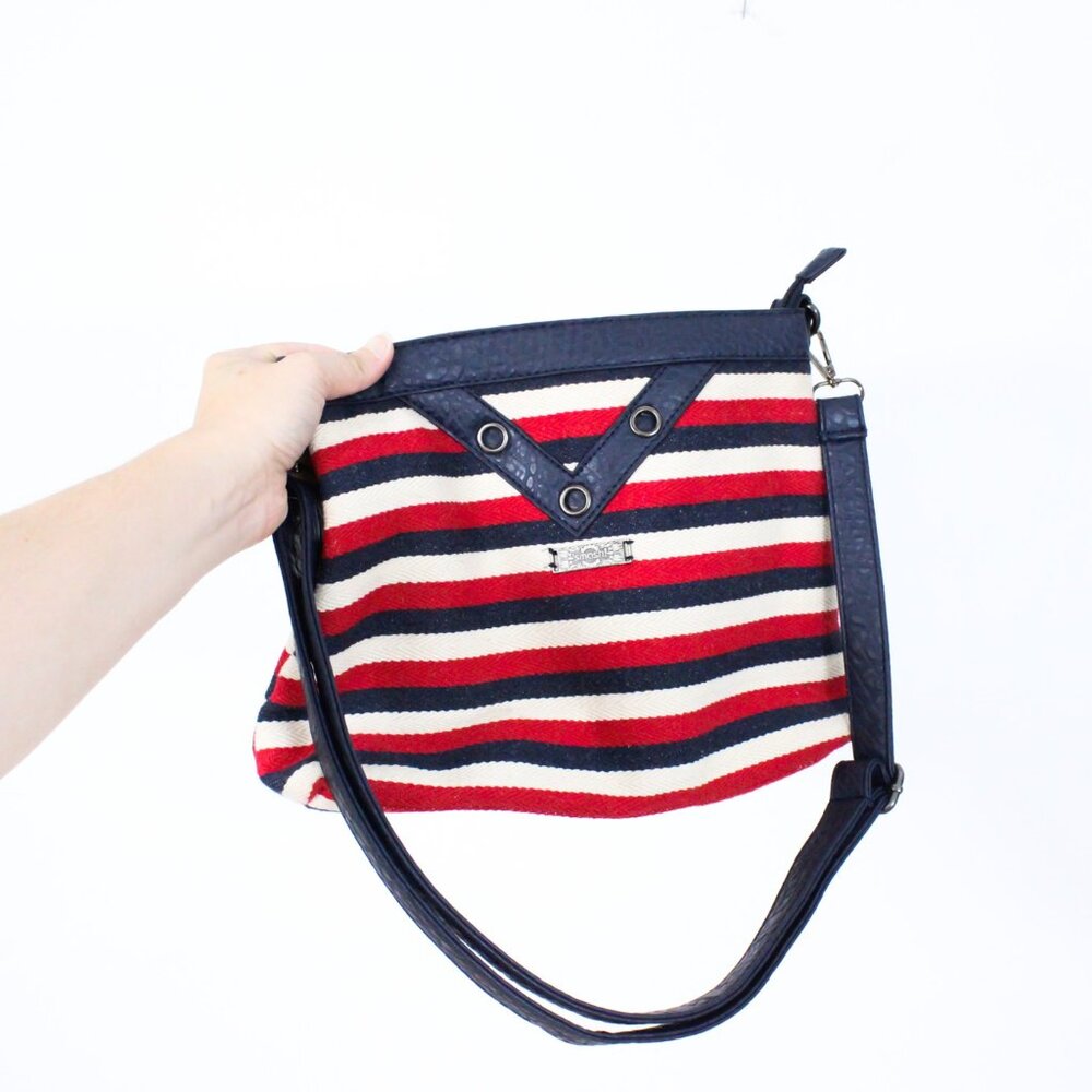 *Smash! Red Navy and Tan Striped Bag